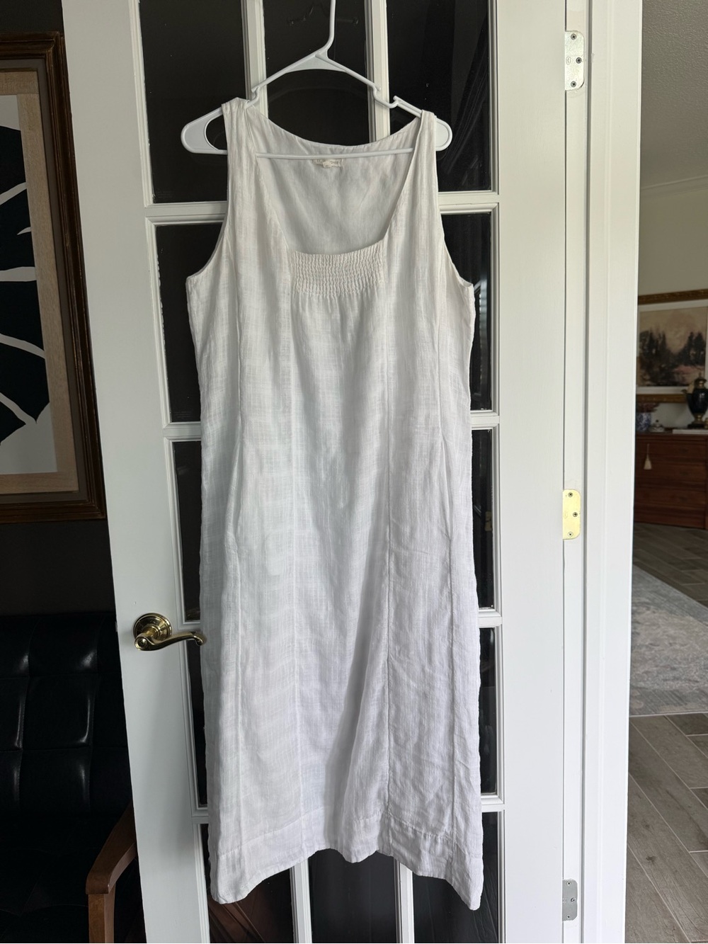 Eileen Fisher White Sleeveless Linen Slip Dress